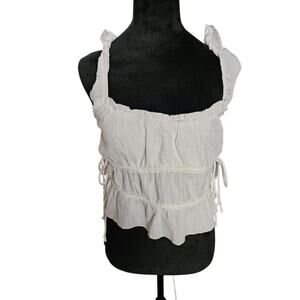 NWT Kirious Los Angeles Boho Ruffle Cropped Festival Tank Top Size Large